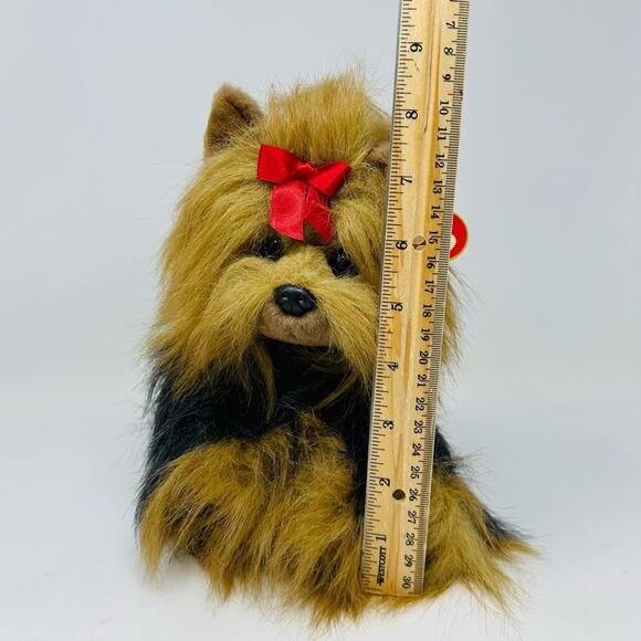 Vintage Ty Yorkie Dog Plush Collectible Yappy Sitting With Bow NOS 1990s - Picture 9 of 14